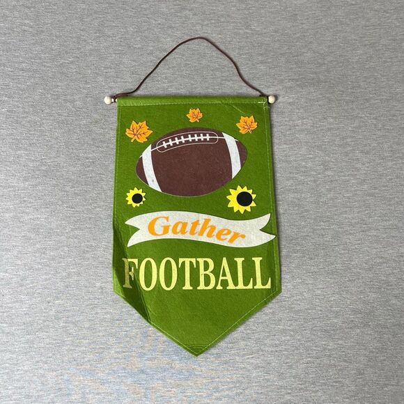 Thanksgiving 15”x9” Gather Football Velcro Fabric Wall Banner - Picture 1 of 4